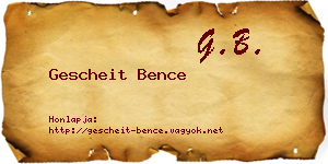 Gescheit Bence névjegykártya